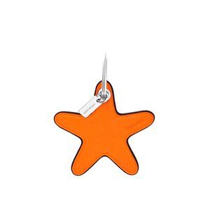 NWT Coach CBL99 Leather Star Bag Charm Key Fob Bright Mandarin